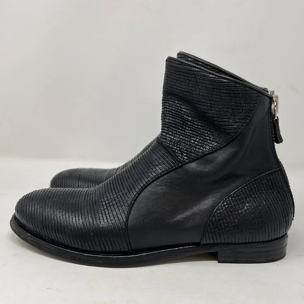 MoMa Mens Black Leather Ankle Boots Zip Chelsea Size US 7.5 Made In Italy 38